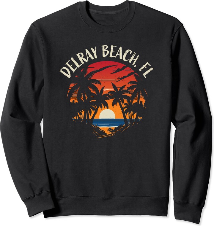 Awesome Delray Beach Florida Souvenirs Designs Delray Beach Florida USA Retro Sunset Style Design Sweatshirt