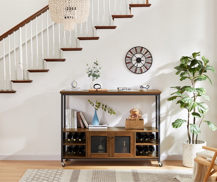 Wine shelf table, modern wine bar console table, bar table, TV sideboard with