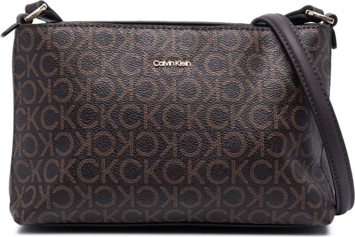 Calvin Klein Hayden Signature Bag  Calvin klein bag, Brown leather strap,  Bags