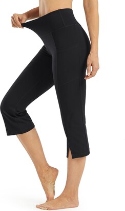 Promover Womens Capris Bootcut Yoga Pants with Pockets High Waisted Front  Split Crop Bootleg Work Capri Leggings - ShopStyle