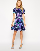 Thumbnail for your product : ASOS Pencil Dress with Peplum Hem in Floral Print Scuba