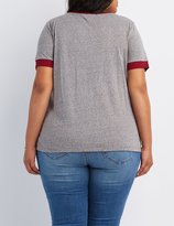 Thumbnail for your product : Charlotte Russe Plus Size Marled Ringer Tee