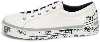 Lanvin Men's Leather Graffiti-Sole Derby Sneakers, White