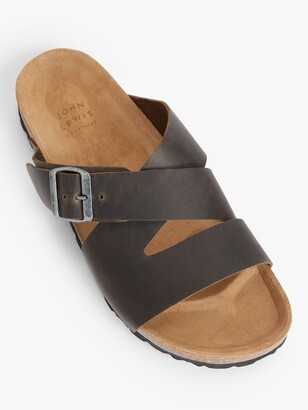 John Lewis & Partners Buckle Mule Sandals, Dark Brown
