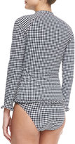 Thumbnail for your product : Karla Colletto Long-Sleeve Gingham Check Rashguard & Gingham-Check Tie-Front One-Piece