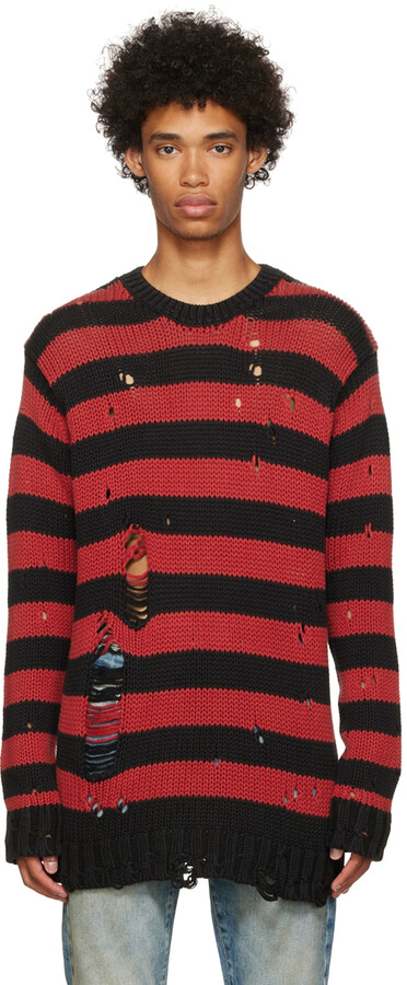 Men's Black And Red Stripe Sweater | ShopStyle