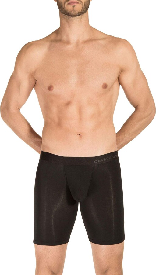 Obviously PrimeMan AnatoMAX Boxer Brief 9 inch Leg Mens Black Underwear  (M/34-36) - ShopStyle