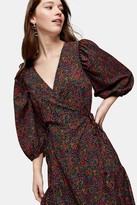 Thumbnail for your product : Topshop TALL Pink Ditsy Floral Print Tie Wrap Midi Dress