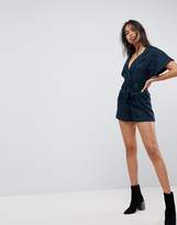 Thumbnail for your product : ASOS DESIGN Wrap Romper in Check