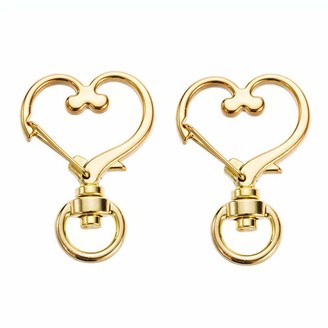 Mollensiuer 12Pcs Heart Shape Metal Keychain Keyring 360 Degrees Swivel Lobster Clasp Snap Hook for Making Key Ring Pendant