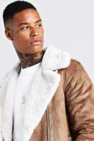 Thumbnail for your product : boohoo Faux Fur Lined Suede Aviator