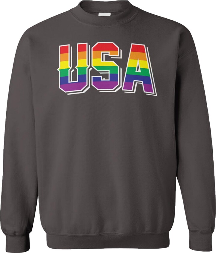Haase Unlimited USA Pride Flag - LGBTQ Equality Pride Month Unisex Crewneck Sweatshirt (Pink