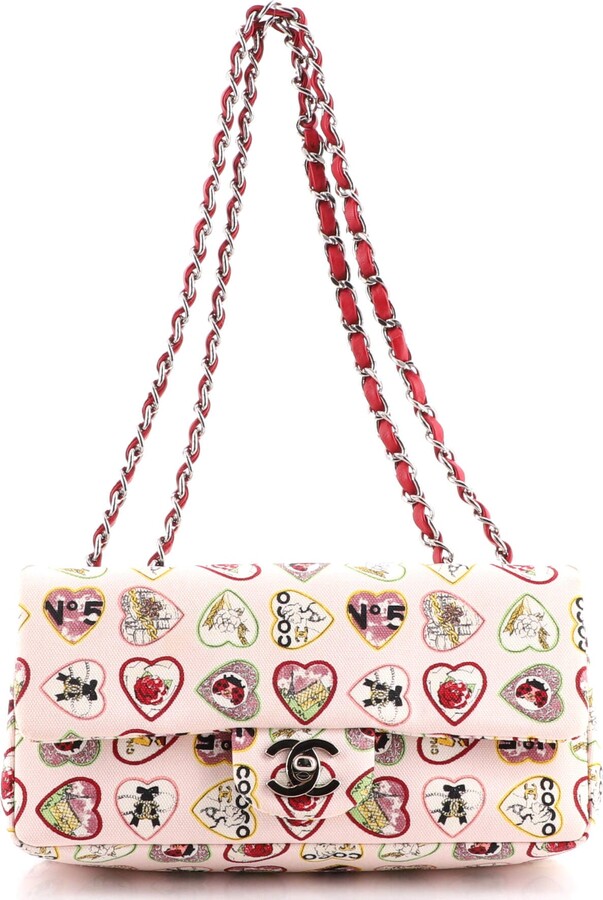 Chanel Vintage Valentine Hearts Flap Bag Printed Canvas Small - ShopStyle