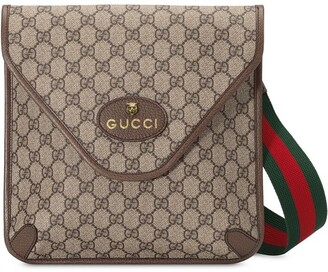 Gucci, Ophidia Leather-Trimmed Monogrammed Coated-Canvas Messenger Bag, Men, Neutrals