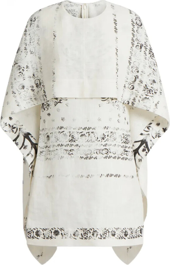 Alberta Ferretti Cape-Detail Printed Mini Dress