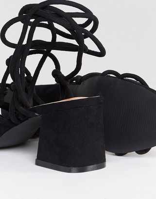 Public Desire Freya Black Mid Heeled Sandals