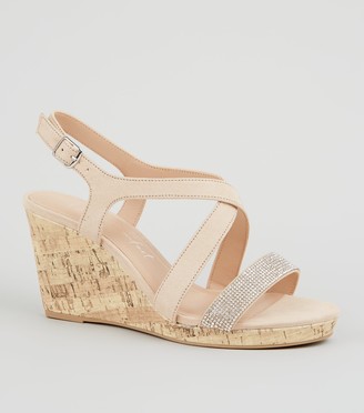 New Look Wide Fit Suedette Diamante Wedges