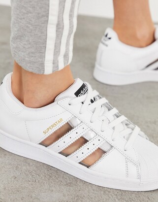 adidas Superstar sneakers in white with transparent three stripes -  ShopStyle