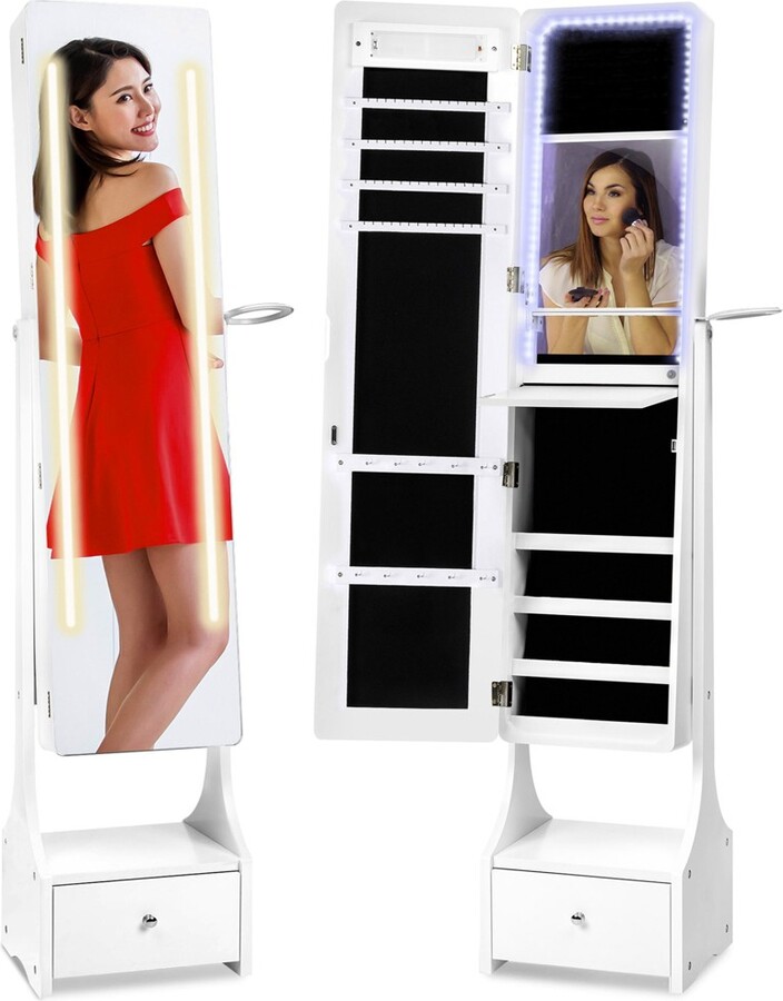 Best Choice Products Full Length LED Mirrored Jewelry Storage Organizer