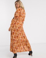 Thumbnail for your product : Mama Licious Mamalicious Maternity maxi dress with lace insert in rust paisley