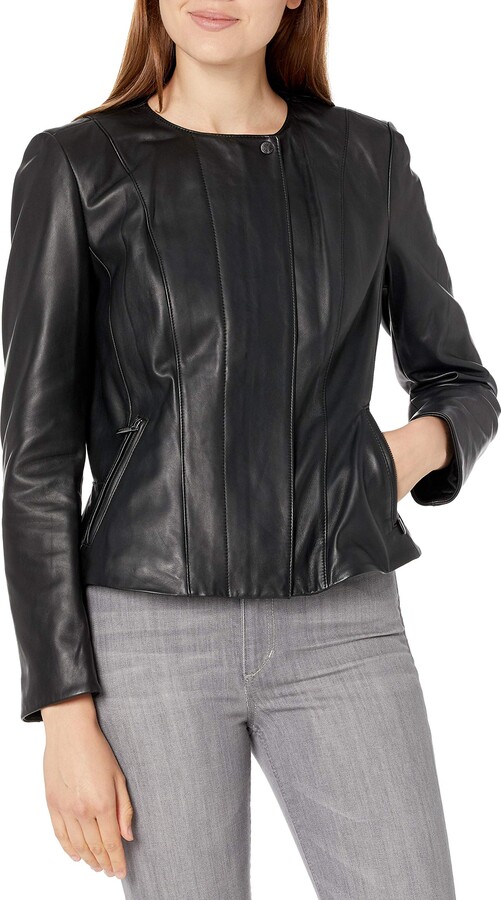 cole haan leather coat