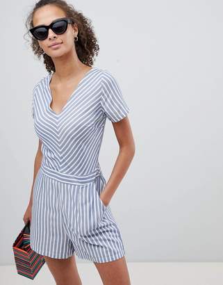 Only Stripe Lace Back Playsuit
