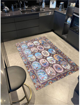 Corrigan Studio Multi Color Floral Flower Bird and Human Figure Pattern Vintage Decorative Machine Washable Area Rug