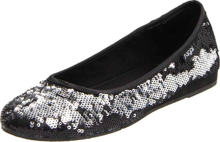 flat black sequin shoes