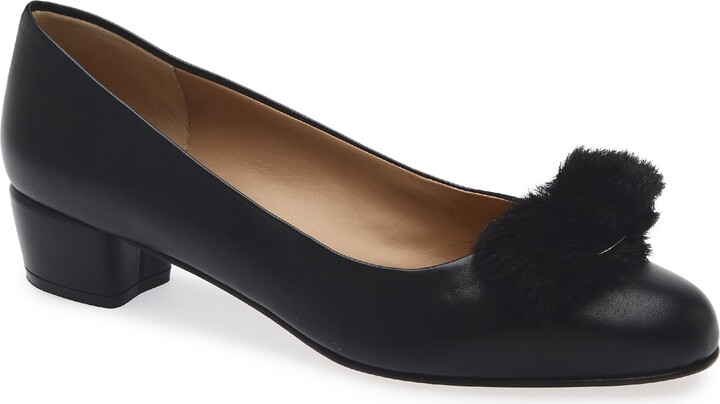 Ferragamo Vara Genuine Shearling Bow Pump