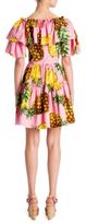 Thumbnail for your product : Dolce & Gabbana Cotton Poplin Pineapple-Print Ruffle Dress