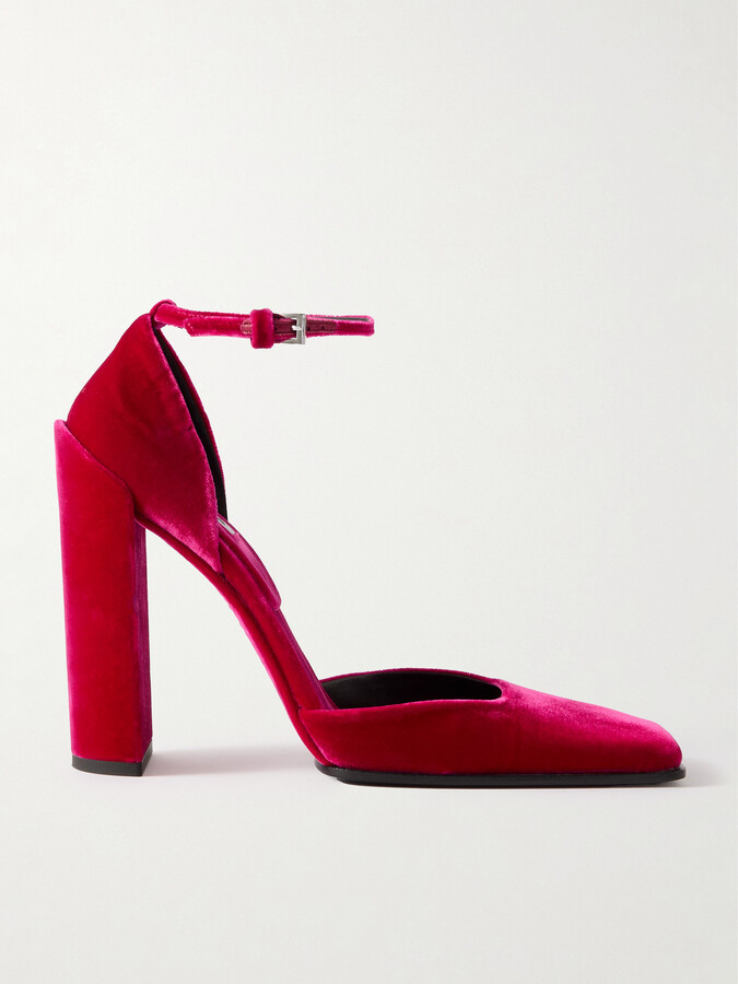 Alaia 90 Velvet Pumps - Red