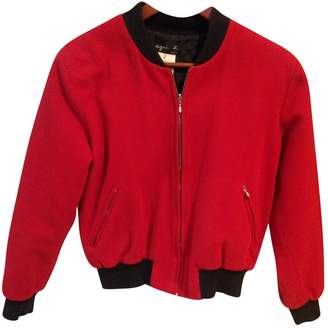 agnès b. Red Wool Leather Jacket for Women