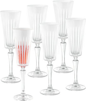 Barski Champagne Flute Glasses - White Colored - Toasting Champagne Flute Glass - Wedding or Anniversary Flutes - Set of 6 - Gift Ready Colored Glasses - Wh