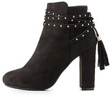 Thumbnail for your product : Charlotte Russe Bamboo Wrapped Tassel Ankle Booties