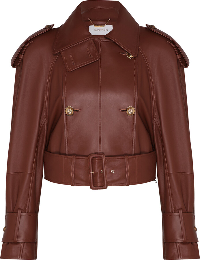 Zimmermann Hypnotic Leather Cropped Trench Coat