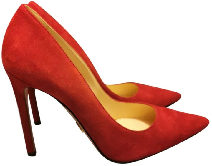 red suede heels