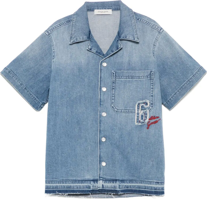 Golden Goose Kids Logo-Embroidered Denim Shirt