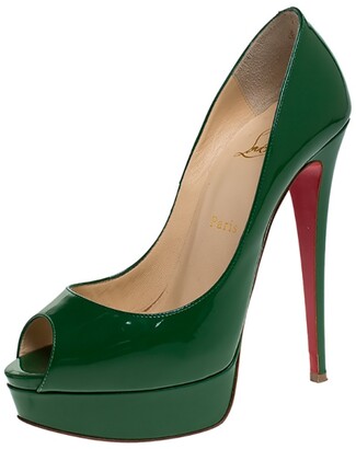 green open toe heels