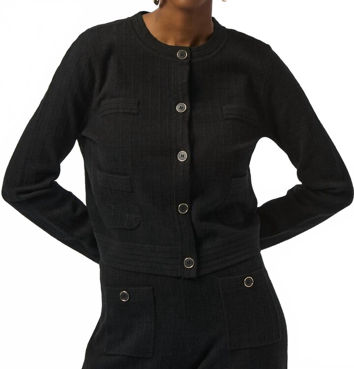 Joseph Ribkoff Crew Neck Button-Front Jacket In Black