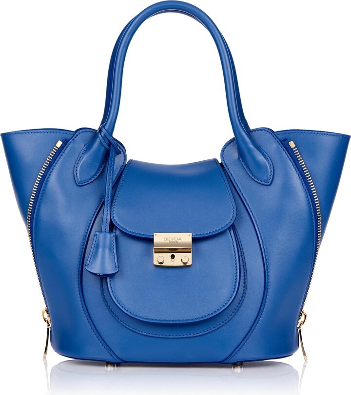 SEVDA LONDON - Tulip Royal Blue Sustainable Leather Bag - ShopStyle