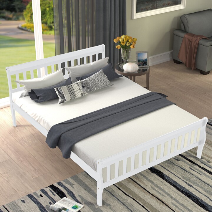IGEMAN White Slats Style Queen Sleigh Bed ShopStyle