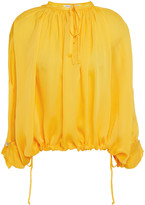 Thumbnail for your product : Rhode Resort Helene Gathered Satin-crepe Blouse