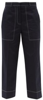 Thumbnail for your product : Thom Browne Contrast-stitch Cotton Wide-leg Trousers - Navy
