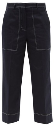 Thom Browne Contrast-stitch Cotton Wide-leg Trousers - Navy