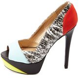 Thumbnail for your product : Qupid Color Block Peep Toe Pumps