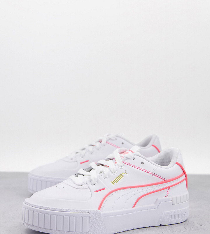 Puma Cali Sport sneakers in white with neon pink piping - exclusive to ASOS  - ShopStyle