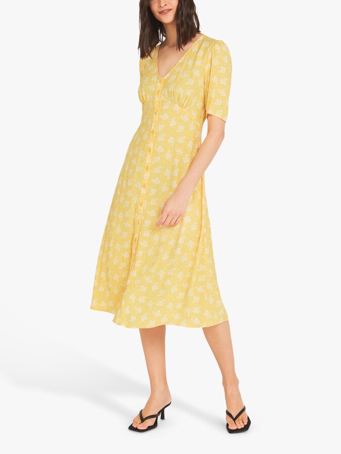 Finery Fayre Bouquet Print Tea Dress, Yellow - ShopStyle