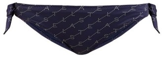 Stella McCartney Monogram-print Side-tie Bikini Briefs - Navy Multi