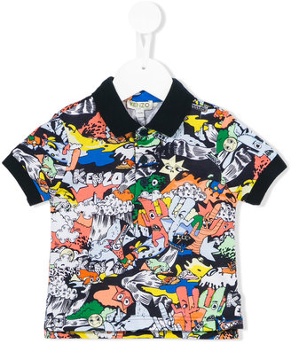 Kenzo Kids cartoon print polo shirt