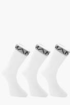 Thumbnail for your product : boohoo 3 Pack MAN Branded Sport Socks With Grey Band